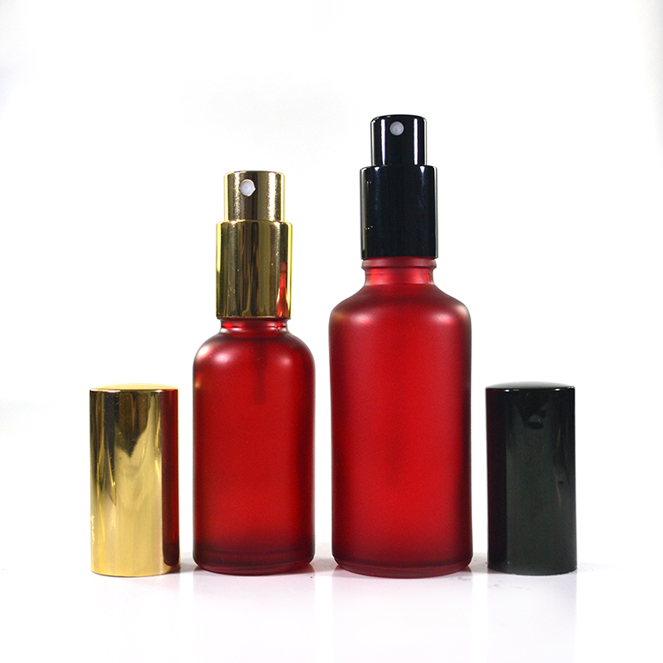 fancy empty 30ml blue red green pink glass frosted mist spray perfume bottle with pump cap