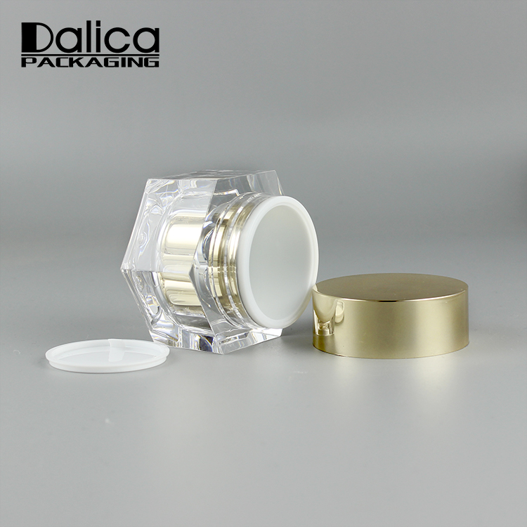 fancy hexagon acrylic luxury skin care empty cream packaging