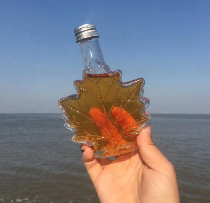 fancy maple leaf tablet candy syrup oral liquid medicine container oil sauce glass bottle wine beer small mini airtight sealing