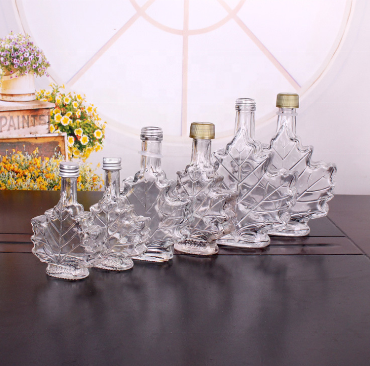 fancy maple leaf tablet candy syrup oral liquid medicine container oil sauce glass bottle wine beer small mini airtight sealing