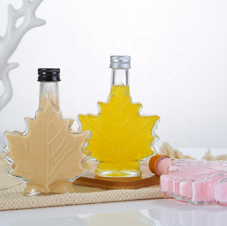 fancy maple leaf tablet candy syrup oral liquid medicine container oil sauce glass bottle wine beer small mini airtight sealing