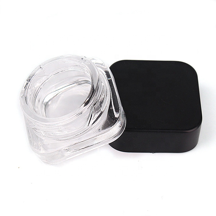 fancy quality square shaped eye cream glass jar 5ml with leakproof screw plastic cap
