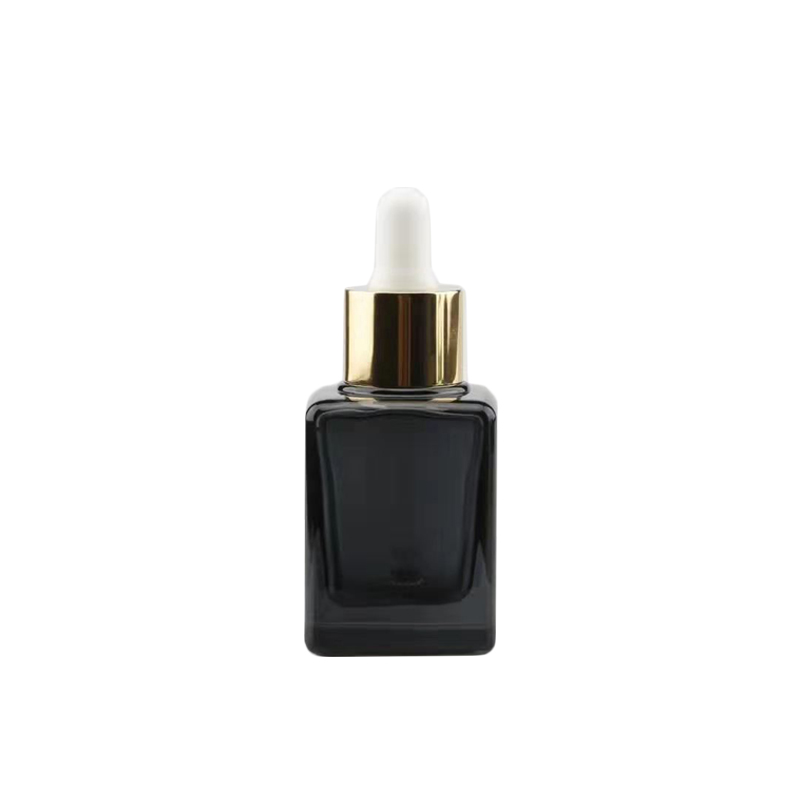 fancy rectangular black glass dropper bottle 30ml 50ml essential/beard oil square glass e liquid bottle