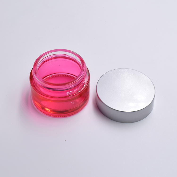 fancy red clear glass jar 10g 15g 20g 30g 50g 100g empty best packaging factory price cream  jar with matte aluminum screw lid