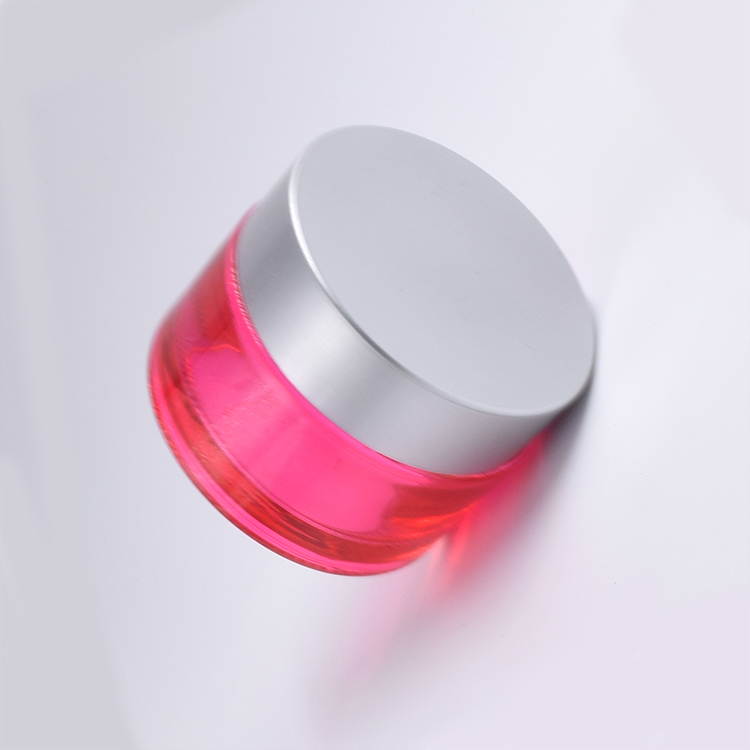 fancy red clear glass jar 10g 15g 20g 30g 50g 100g empty best packaging factory price cream jar with matte aluminum screw lid