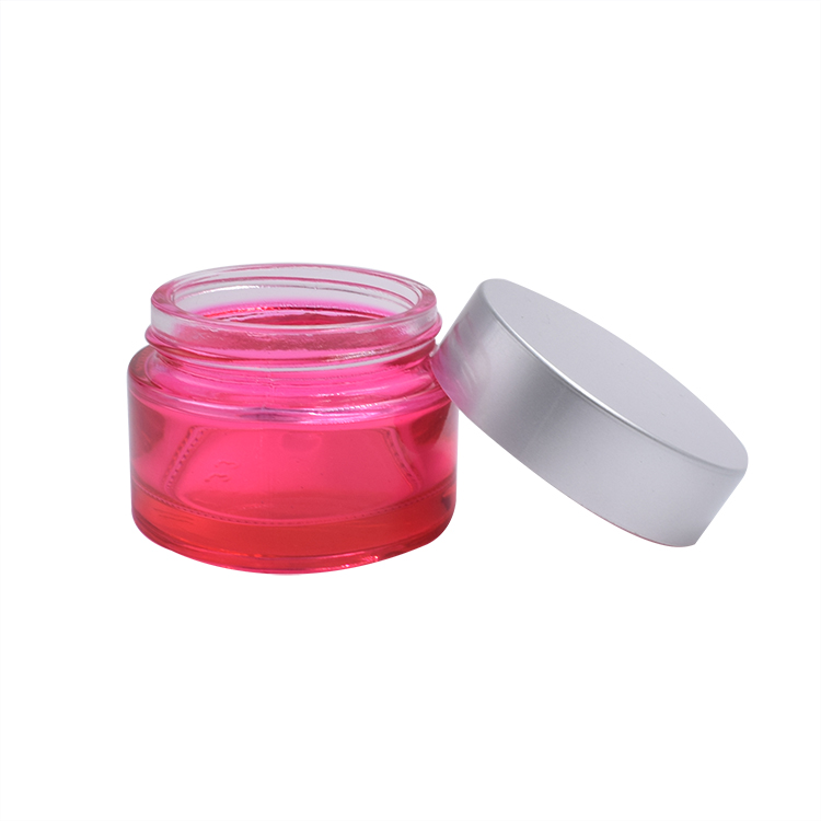 fancy red clear glass jar 10g 15g 20g 30g 50g 100g empty best packaging factory price cream jar with matte aluminum screw lid