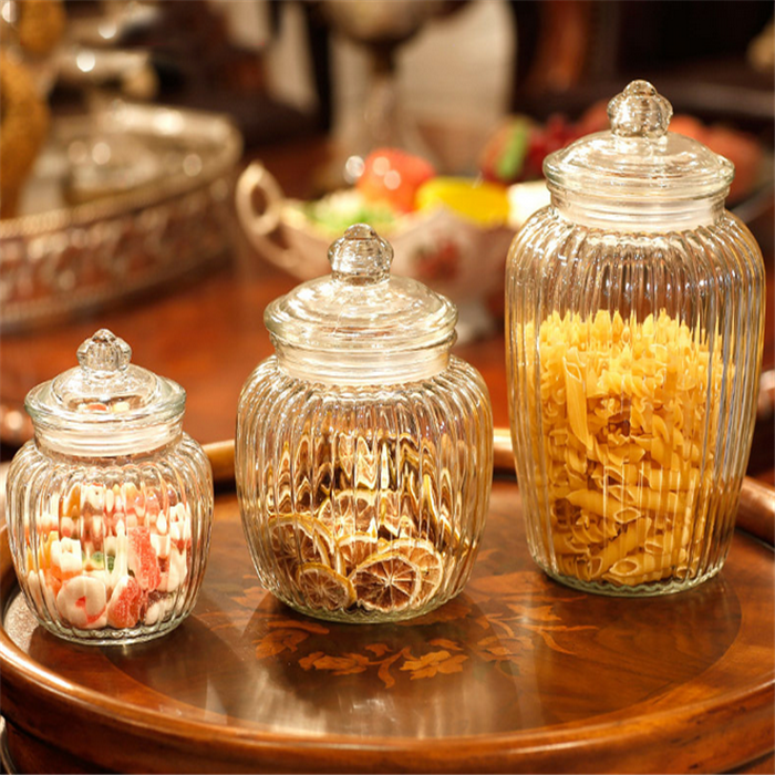 fashion style candy jar with glass lid candy jar decorations honey glass jar