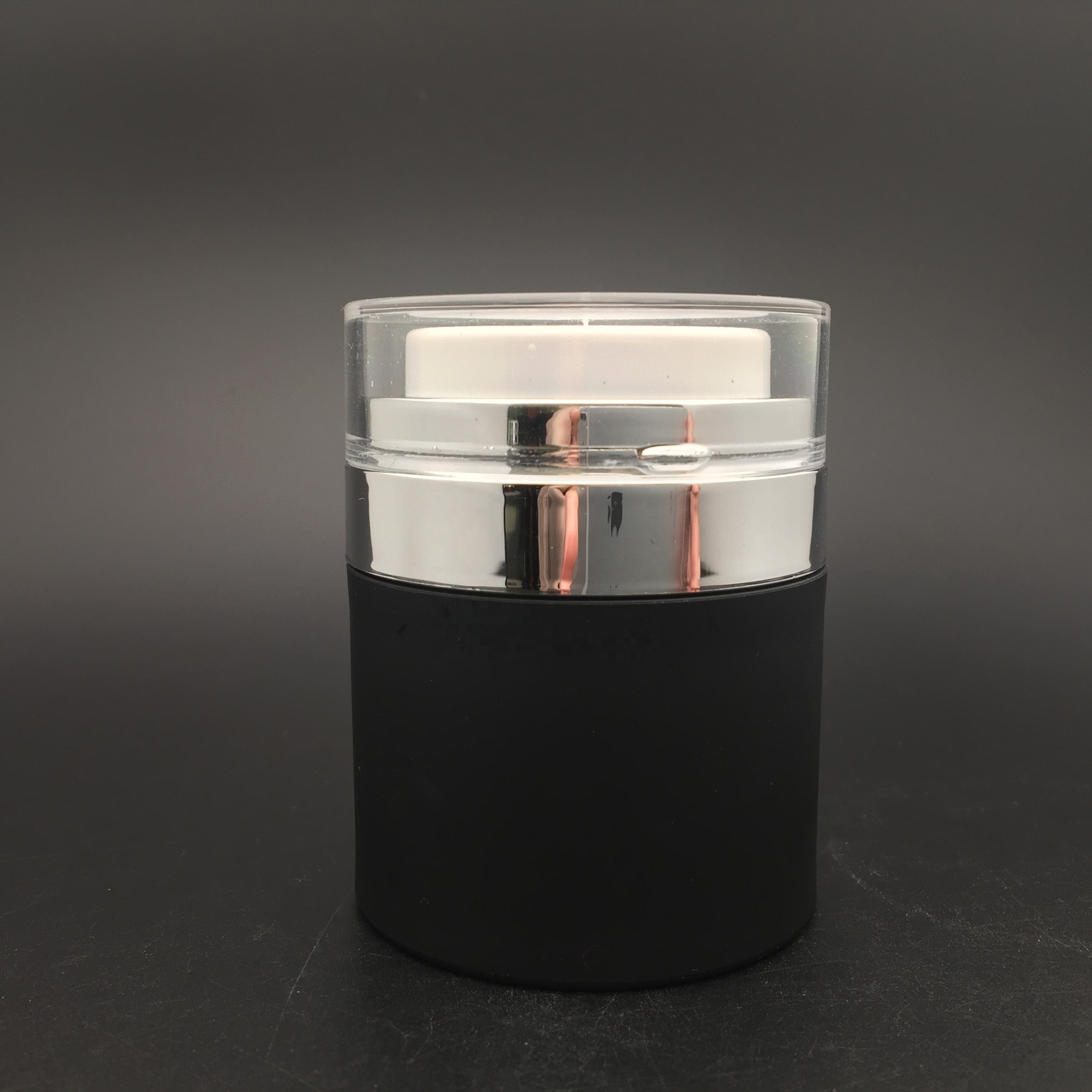 fast delivery 30g 50g black cosmetic airless pump jar for men's skincare packaging