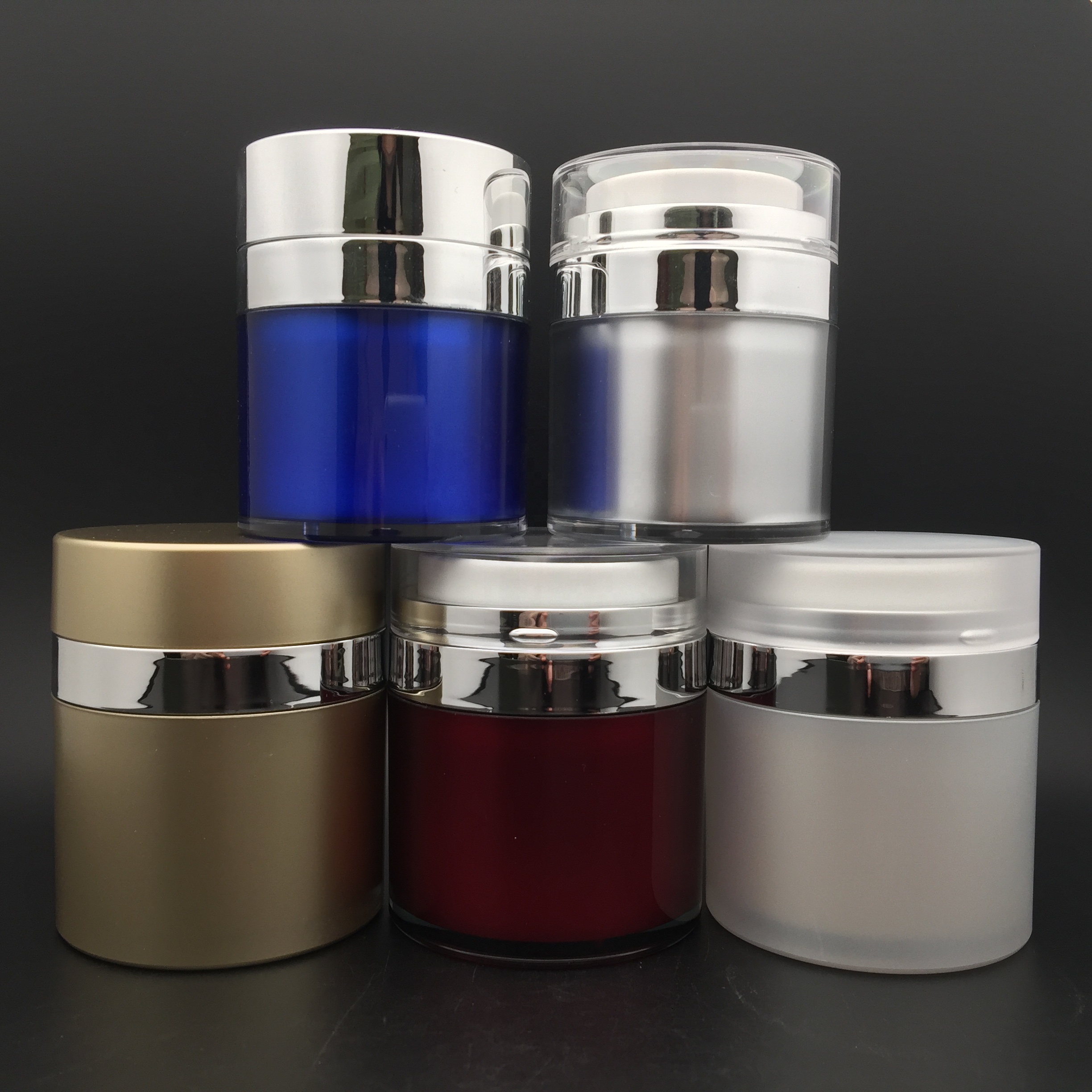 fast delivery 30g 50g black cosmetic airless pump jar for men's skincare packaging