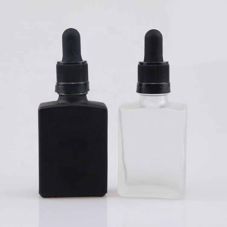 fast delivery glass hair oil bottle square ferfume glass oil bottle beard oil bottle 15ml 30ml 60ml