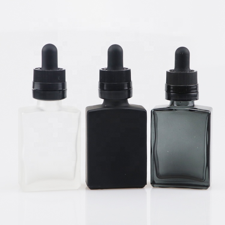 fast delivery glass hair oil bottle square ferfume glass oil bottle beard oil bottle 15ml 30ml 60ml