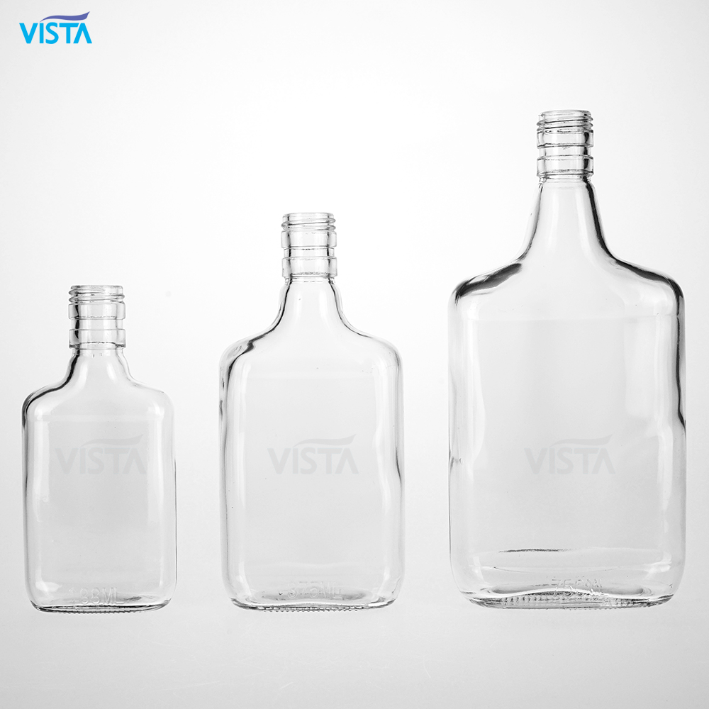 flat glass bottle 180ml 350ml with screw top rum glass bottles