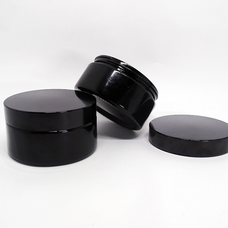 flat screw lid wide cosmetic jar violet uv glass container for face cream storage