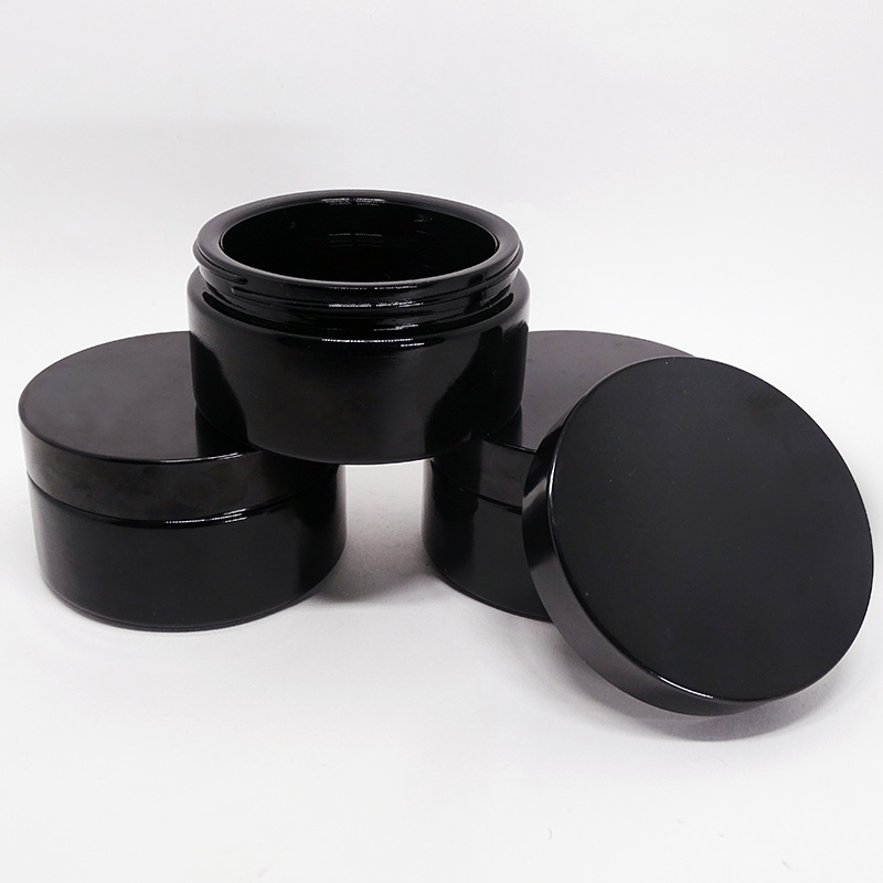 flat screw lid wide cosmetic jar violet uv glass container for face cream storage