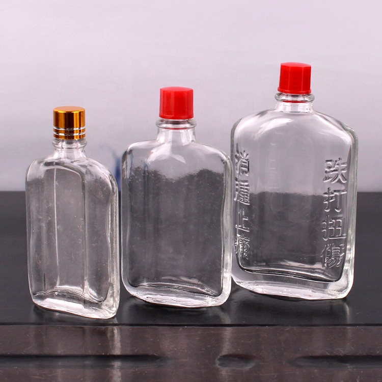 flat shaped glass bottle for essential oil wind medicated oil 20ml 30ml 50ml