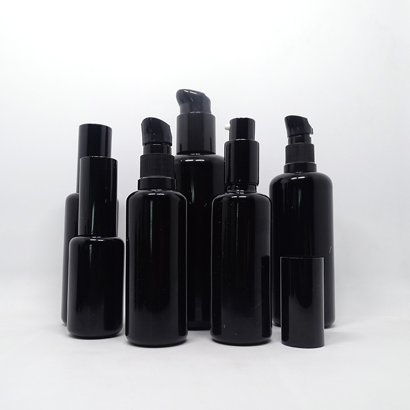 flat shoulder violet dark UV 5ml essential oil dropper black pump