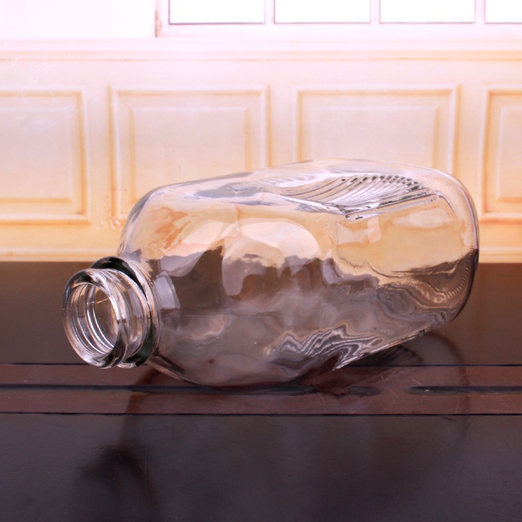 flat square shape 2000ml 2 liter milk glass bottle with plastic cap