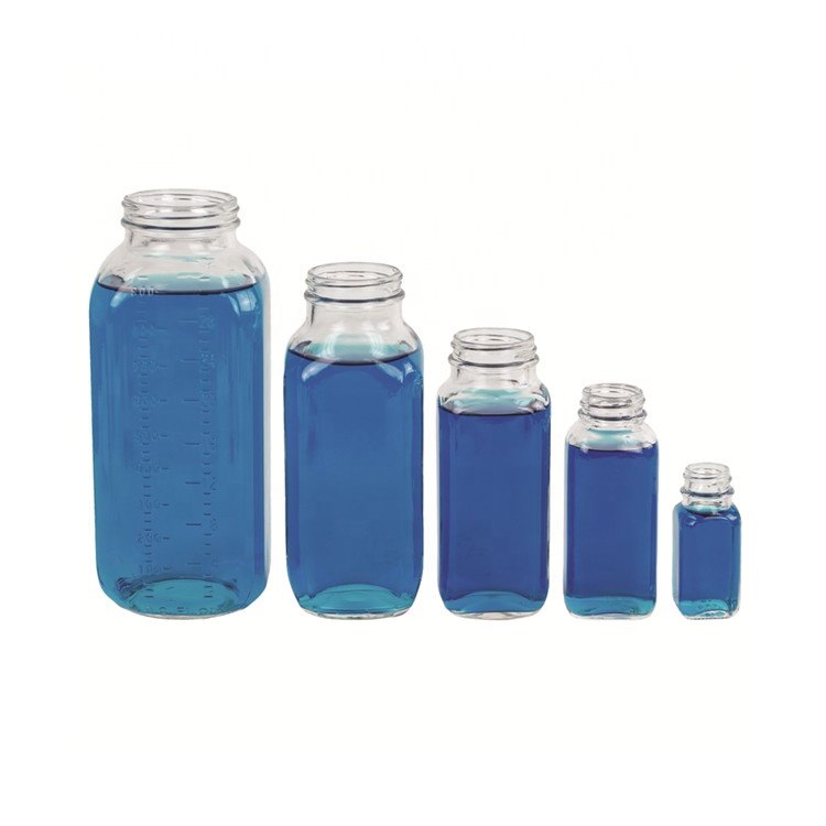 flint glass french square 16oz cold brew fruit vegetable juice bottle with plastic screw cap for kombuhca milk tea drinking