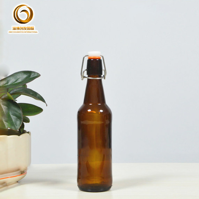 flip top 500ml amber glass beer bottle for beer using