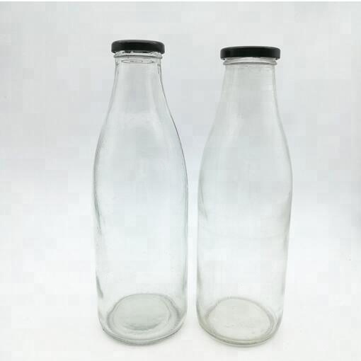 food grade 1 liter glass milk bottles 1000ml with sealed metal lid
