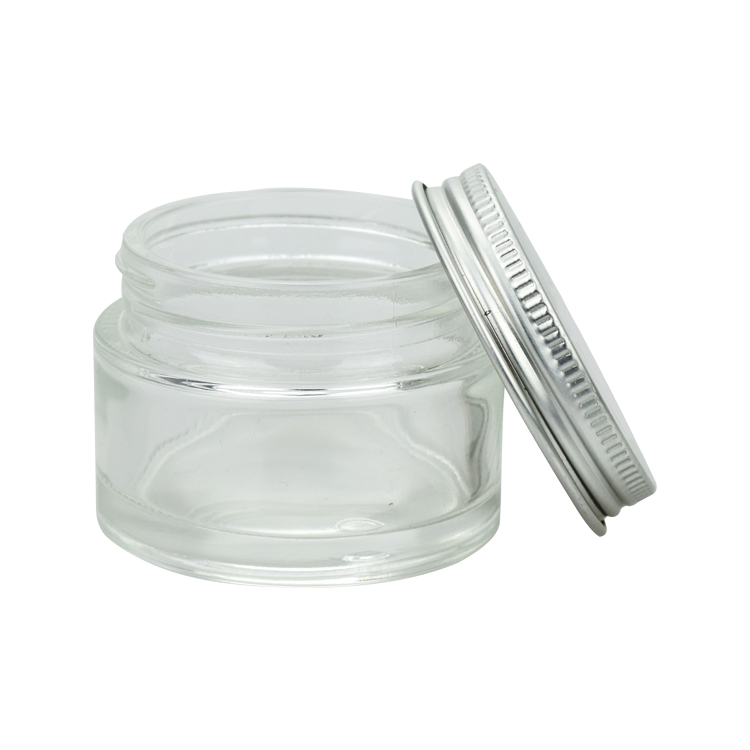 food grade 5g 10g 20g 30g 50g 100g empty clear glass storage jar round containers with aluminum lid