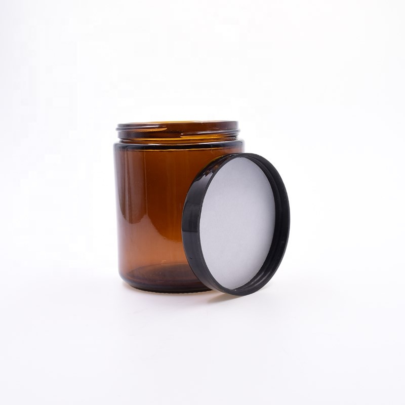 food grade 9oz 270ml round amber cosmetic jars sustainable medical oil rosins wax hemp buds cbd glass jar with plastic lid