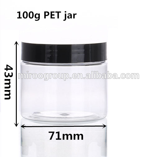 food grade clear PET plastic jar, Clear Transparent Plastic Cosmetic Cream Container PET Jars with Aluminum Lid