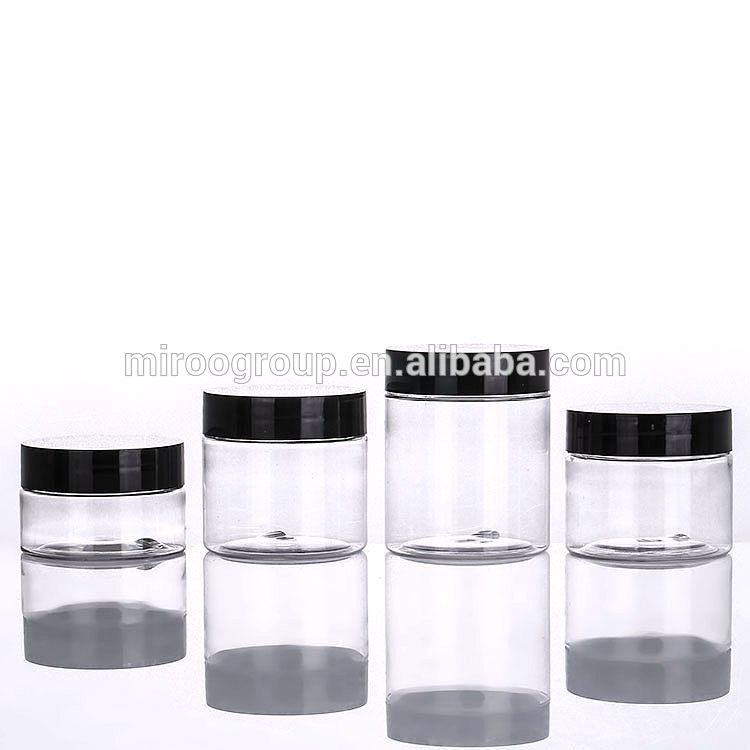 food grade clear PET plastic jar, Clear Transparent Plastic Cosmetic Cream Container PET Jars with Aluminum Lid
