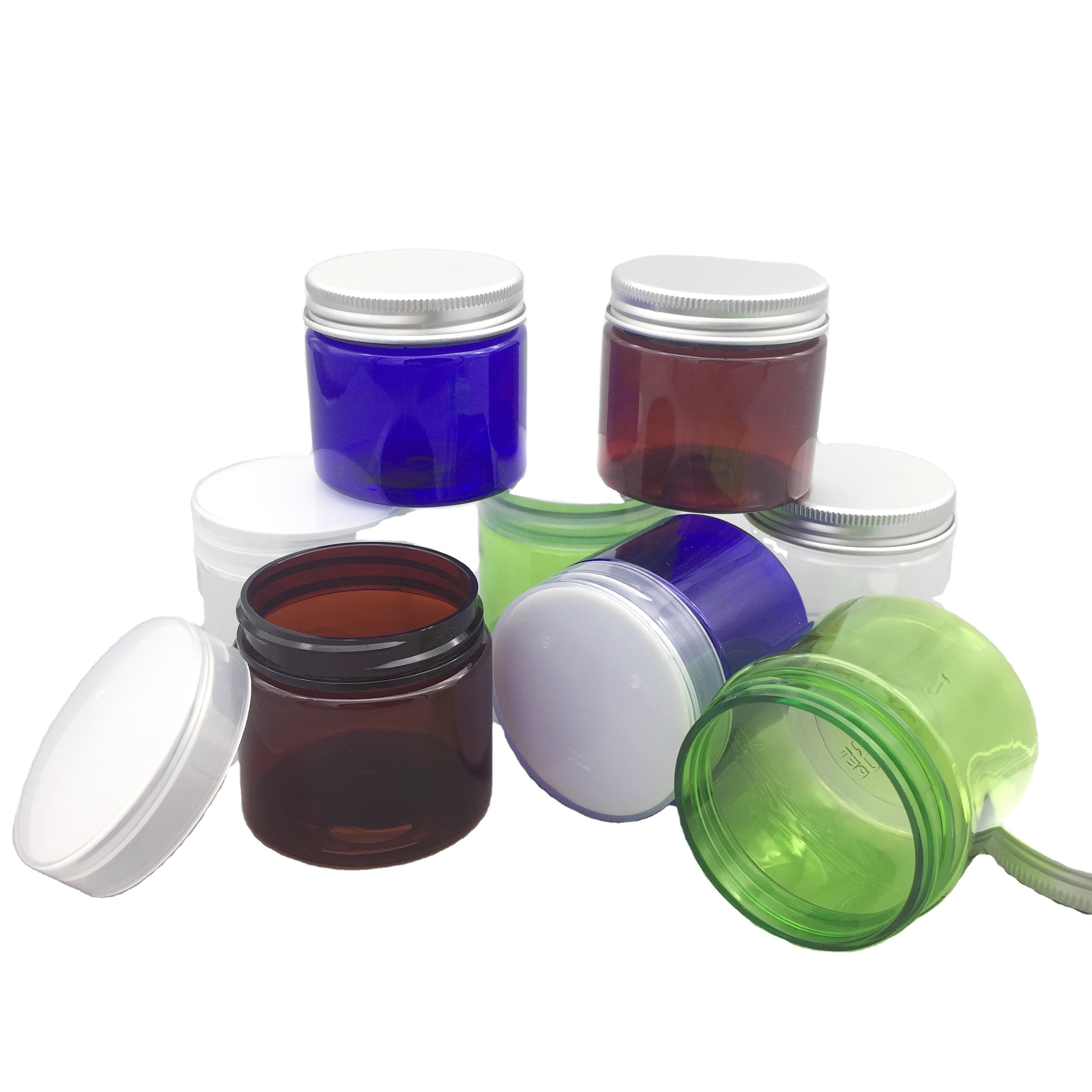 food grade cosmetic cream container 60ml 100ml 120ml 200ml 250ml 500ml PET white Plastic jar