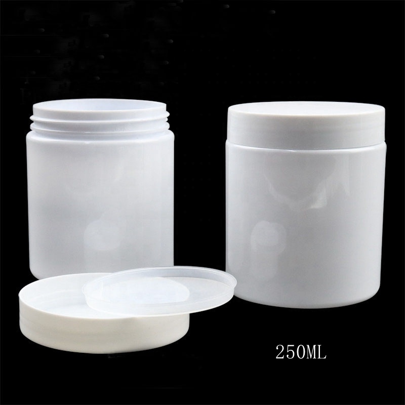 food grade white plastic PET jar 200g wide mouth cosmetic jars plastic 200ml plastic container white ointment jars