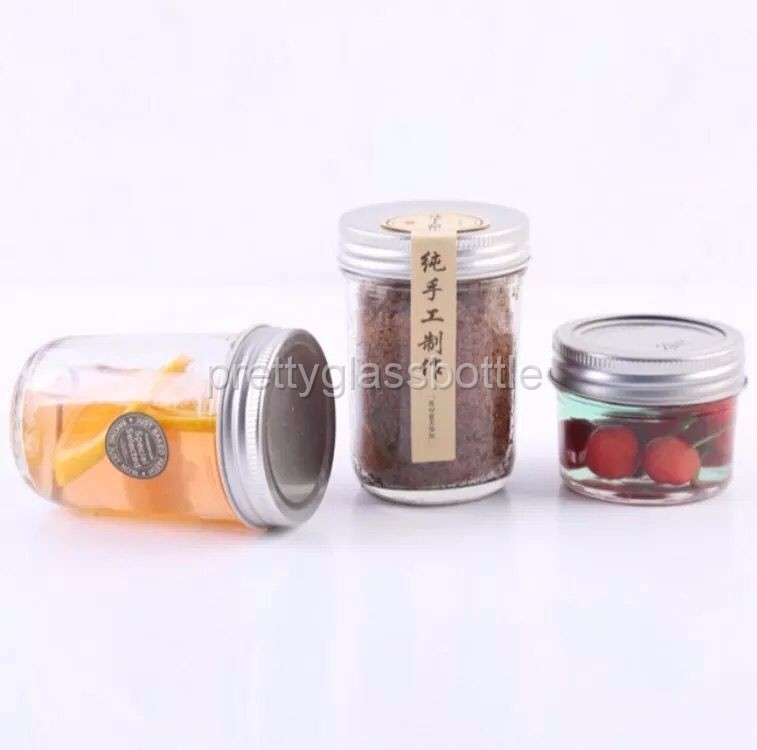 food grade wide mouth glass mason jar 16oz round clear mason jar glass bottle for food storage with metal cap