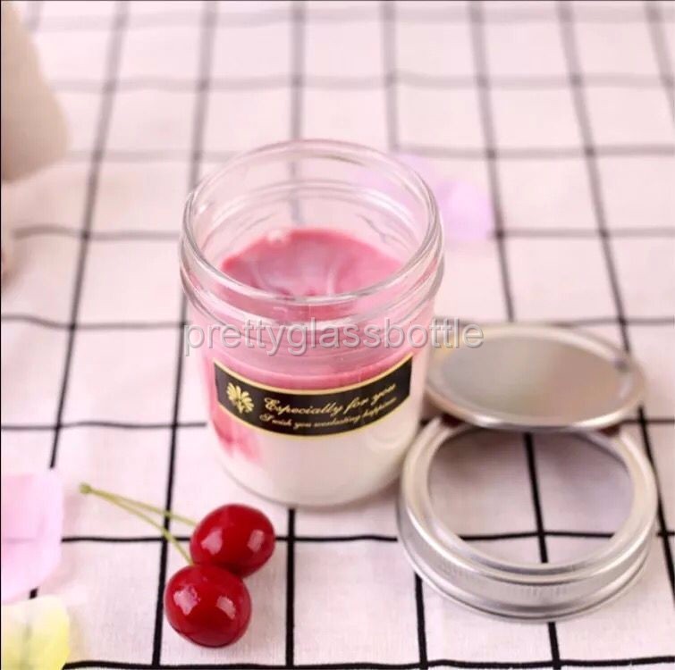 food grade wide mouth glass mason jar 16oz round clear mason jar glass bottle for food storage with metal cap