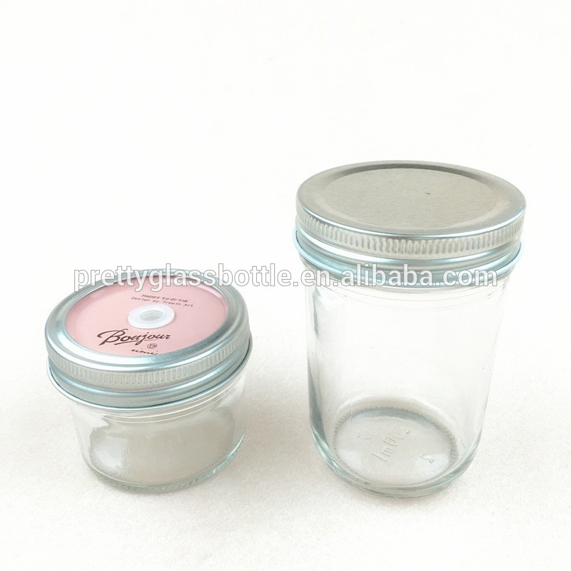 food grade wide mouth glass mason jar 16oz round clear mason jar glass bottle for food storage with metal cap