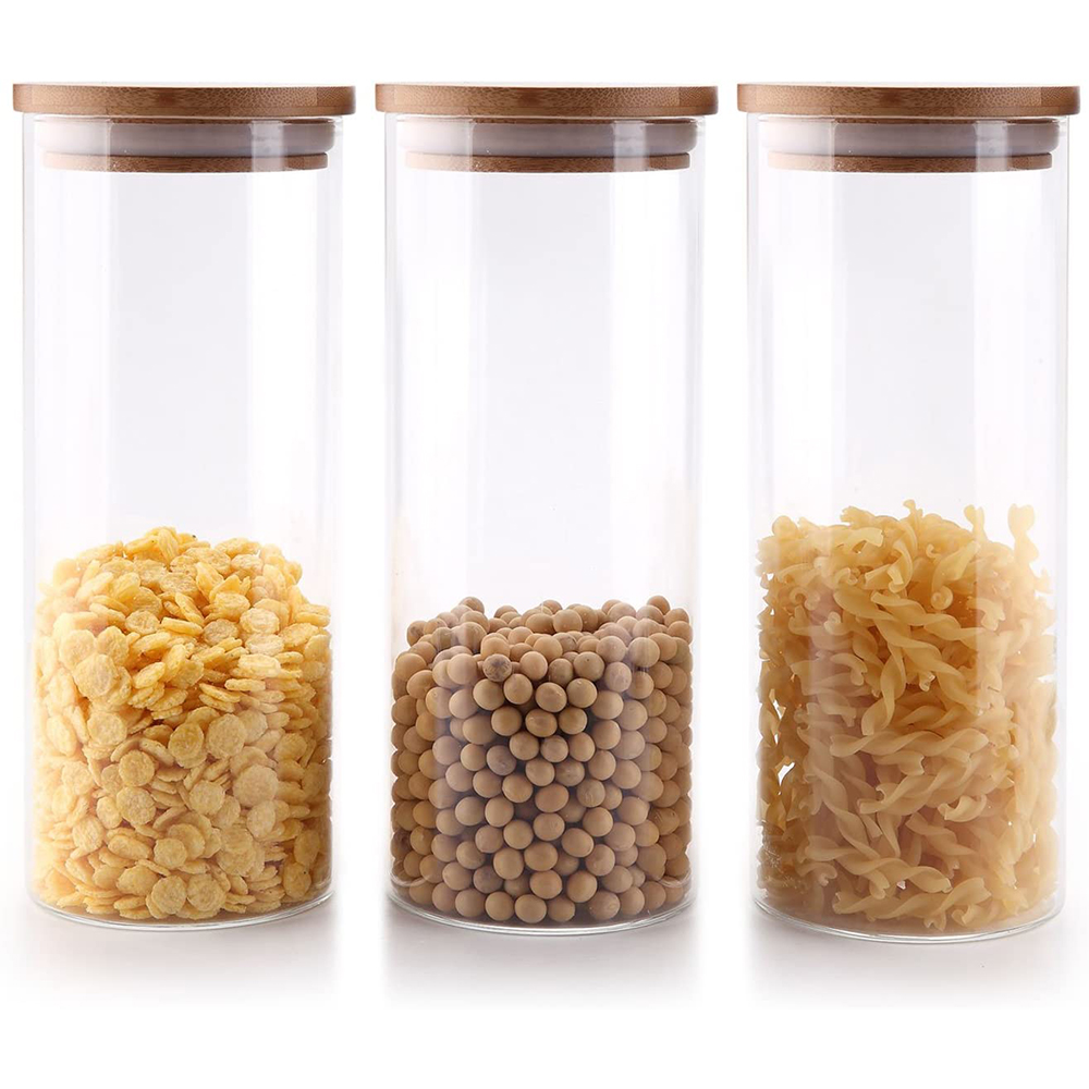 food jars and containers / glass containers for freezing food / glass storage jar set