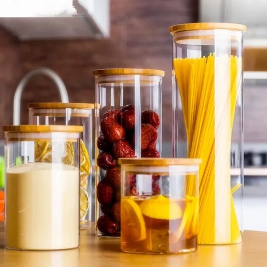 food storage clear high borosilicate glass food jar with lid