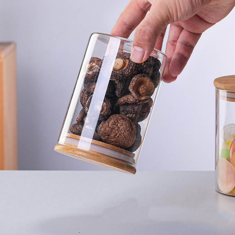 food storage clear high borosilicate glass food jar with lid