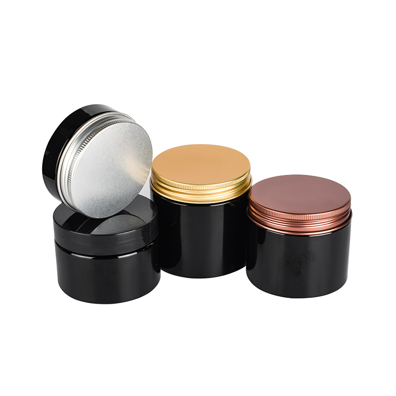 food storage jars cosmetic cream container 30ml 50ml 100ml 150ml 250ml 300ml black pet plastic jar with lids