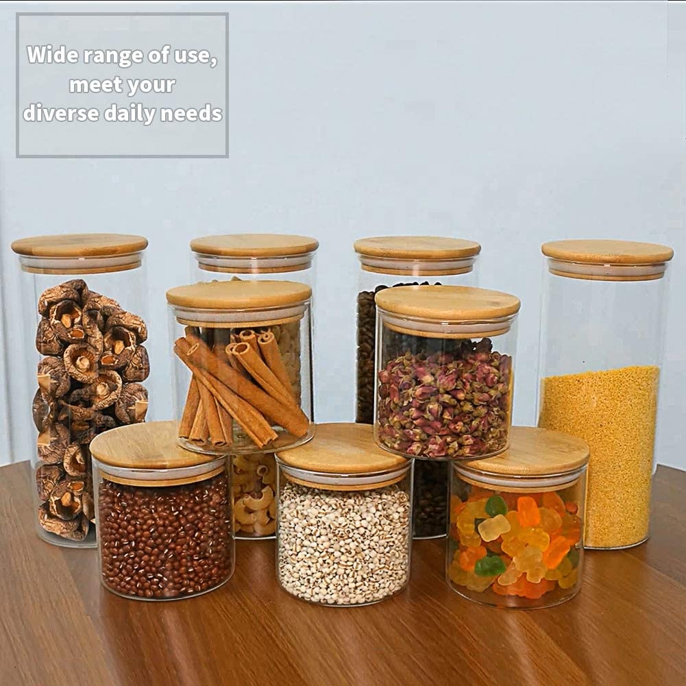 food storage jars with bamboo lid Waterproof borosilicate glass jar