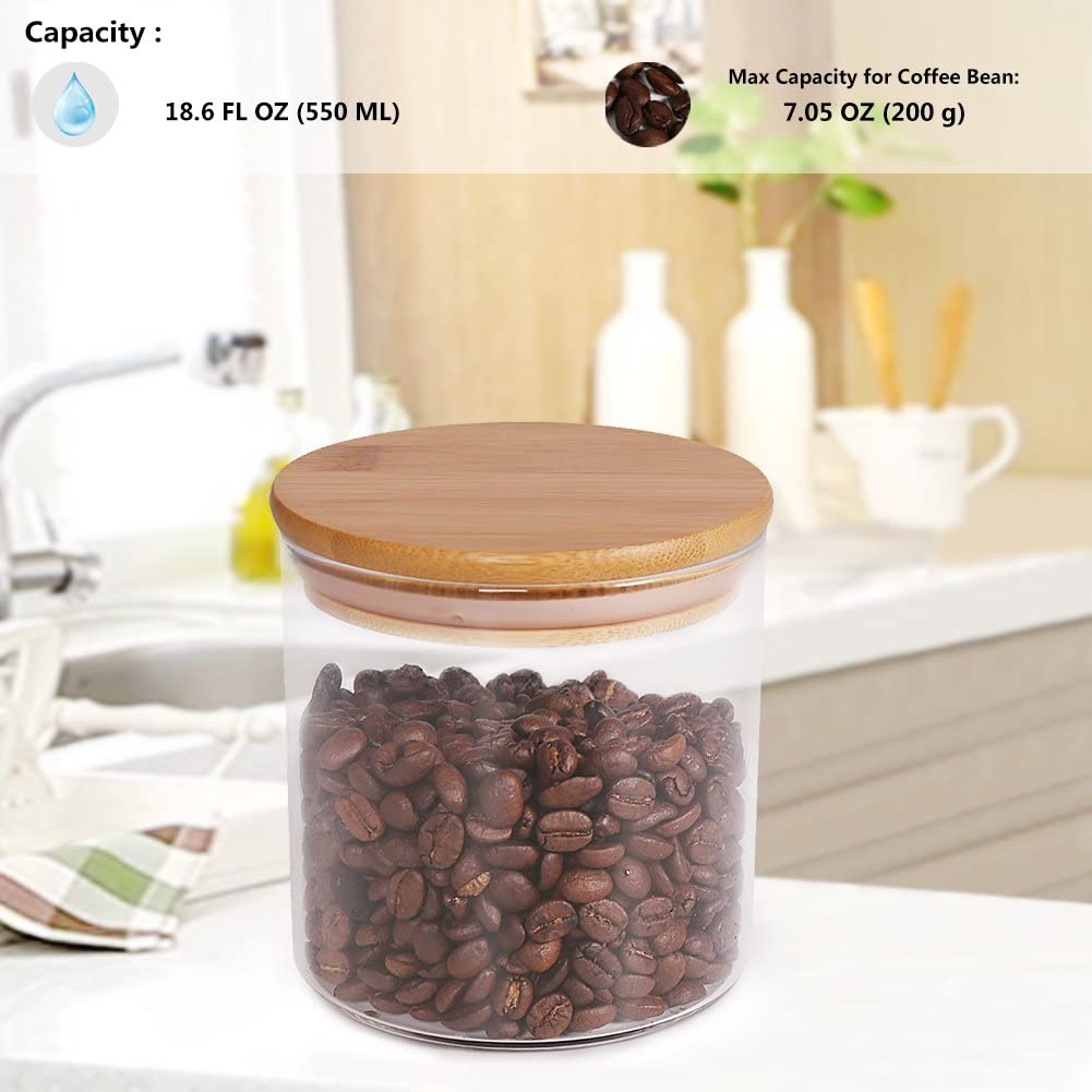 food storage jars with bamboo lid Waterproof borosilicate glass jar