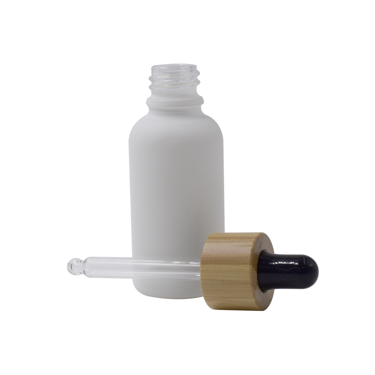 for sale 5-200ml white bamboo cosmetic essential oil dropper glass bottle
