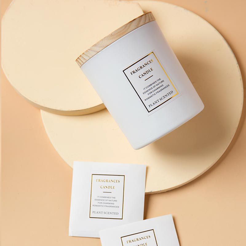 fragrance candle cup with wooden cover empty frosted cylinder black glass candle jars with lid