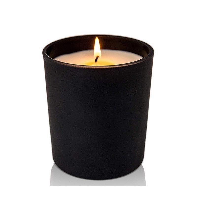 fragrance candle cup with wooden cover empty frosted cylinder black glass candle jars with lid