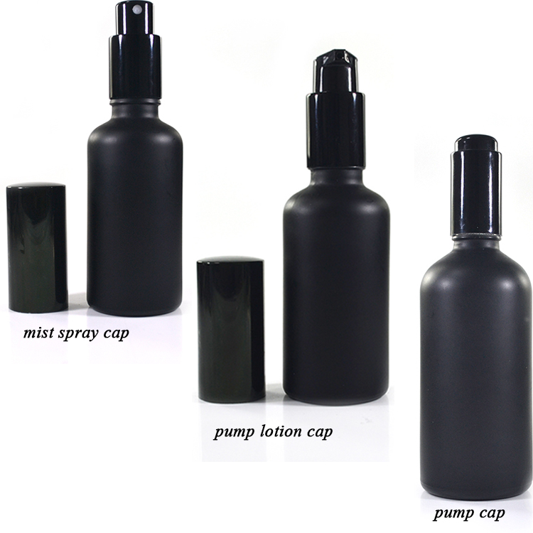 fragrance oil round rectangular matt frosted clear black 50ml 100ml refill perfume glass spray bottle with pump lotion cap