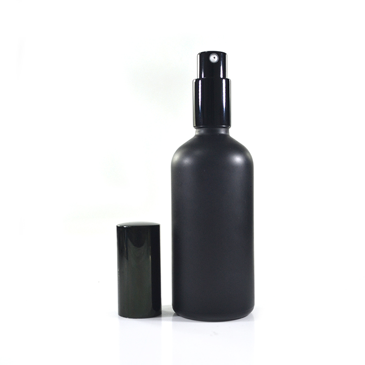 fragrance oil round rectangular matt frosted clear black 50ml 100ml refill perfume glass spray bottle with pump lotion cap