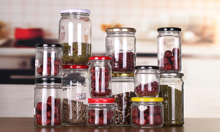 frasco de vidrio food grade glass storage jar with lid