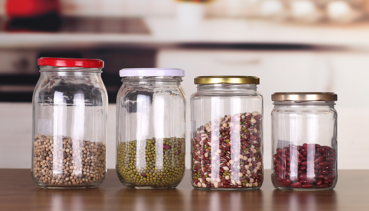 frasco de vidrio food grade glass storage jar with lid