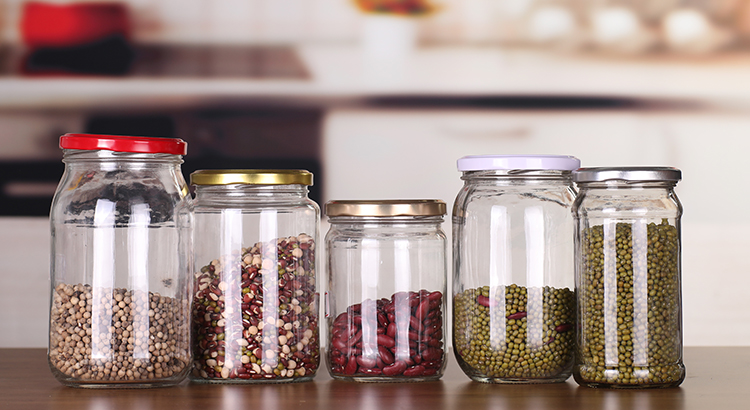 frasco de vidrio food grade glass storage jar with lid