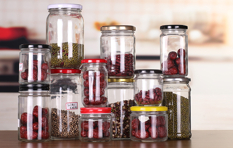 frasco de vidrio food grade glass storage jar with lid