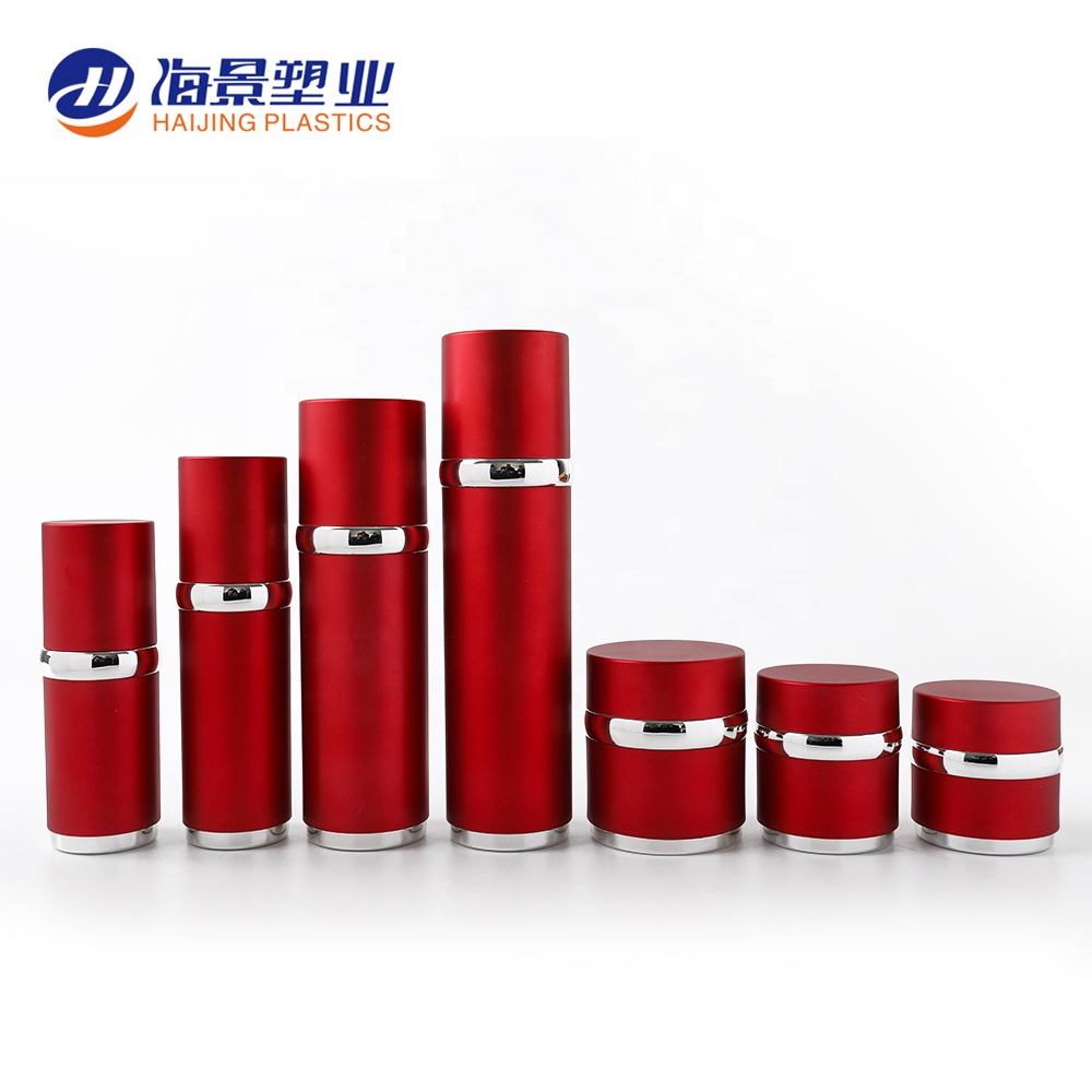 free cosmetics sample   luxury acrylic  cosmetic container  red  color cream jar skincare bottle set