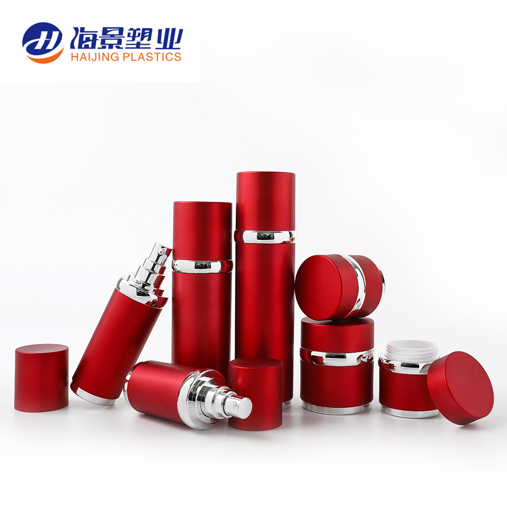free cosmetics sample luxury acrylic cosmetic container red color cream jar skincare bottle set